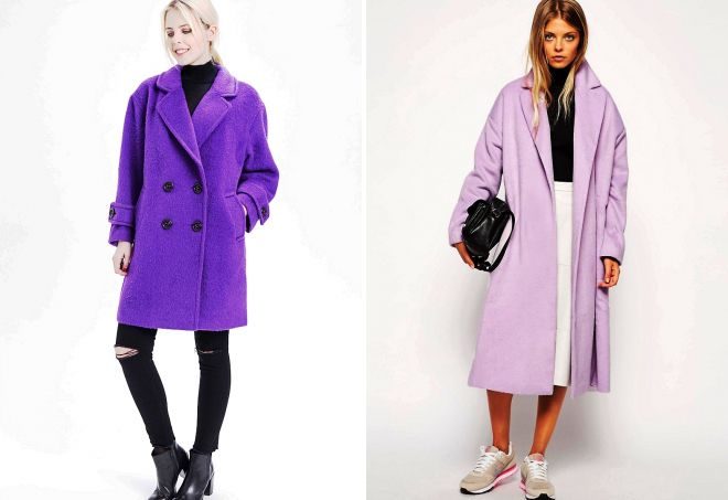 фиолетовое пальто оверсайз