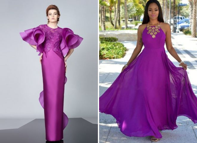 вечерние фиолетовые женские платья