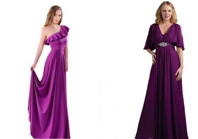 романтическое фиолетовое платье в пол