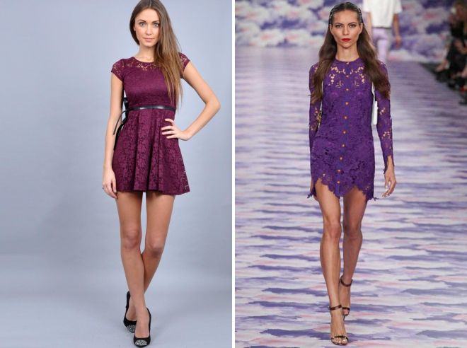 фиолетовое кружевное платье ретро и рубашка