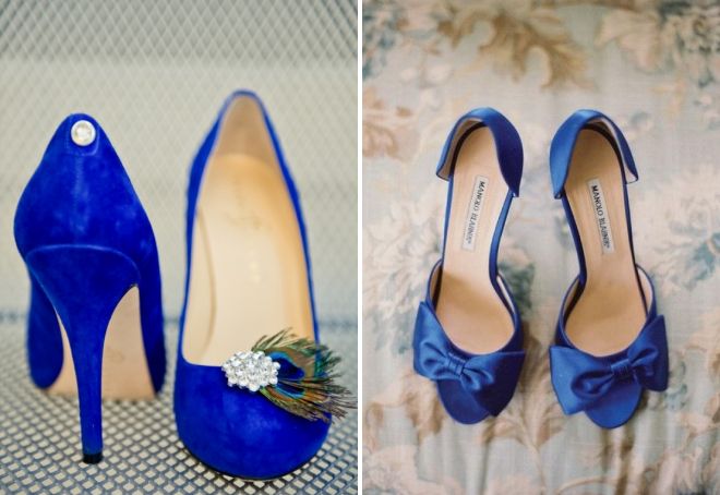 сини сватбени обувки