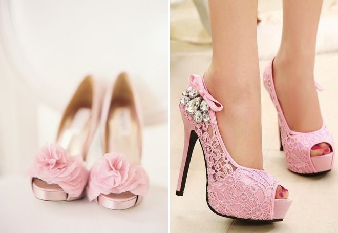 różowe buty ślubne