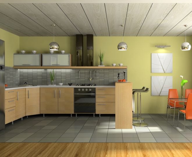 дизайн кухни с низким потолком