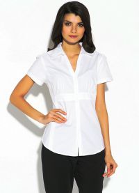 бяла блуза с къси ръкави 1
