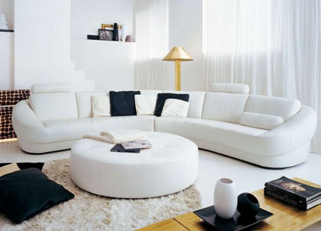  белый диван полукруглой формы