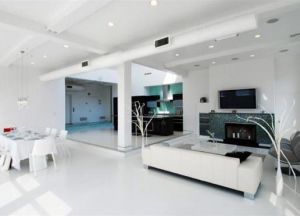 interiér obývacího pokoje s bílou podlahou4