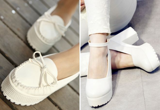 белые туфли на платформе