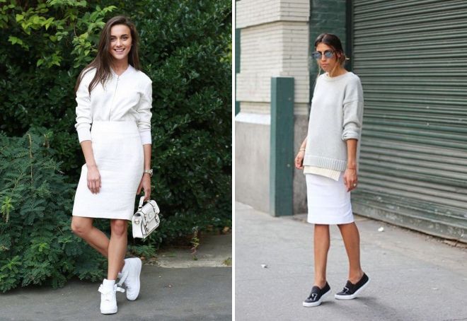Блуза и бяла пола с молив