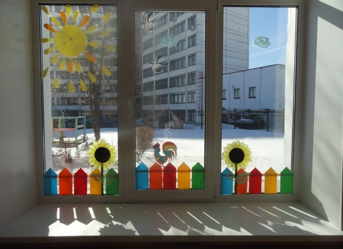 Прозорец декорация на пролет в детска градина 10