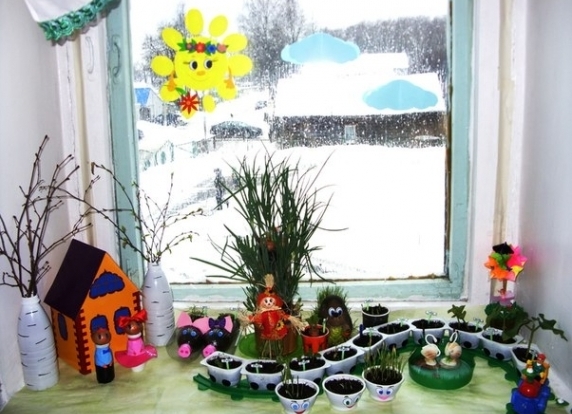 Декориране на прозорци до пролет в детска градина 13