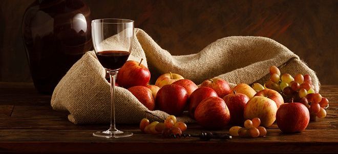 wino dietetyczne i jabłka