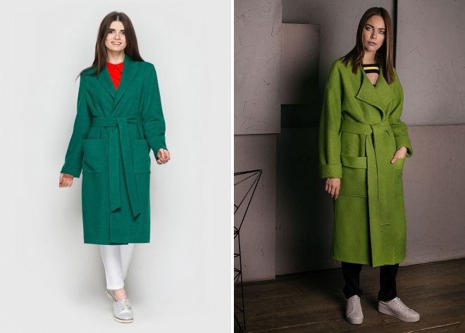 зеленое пальто халат