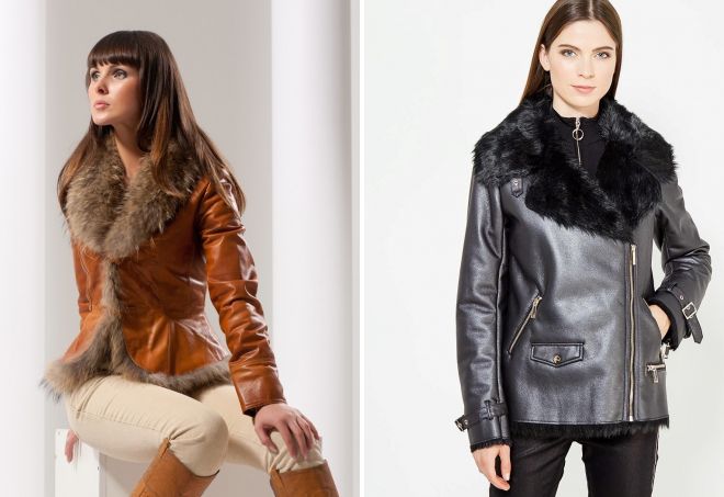  женские утепленные кожаные куртки с мехом