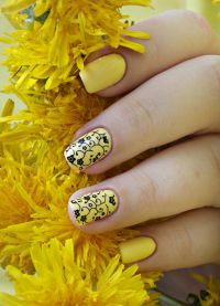 manicure z żółtym lakierem 7