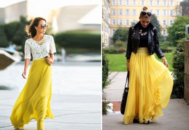 duga žuta suknja