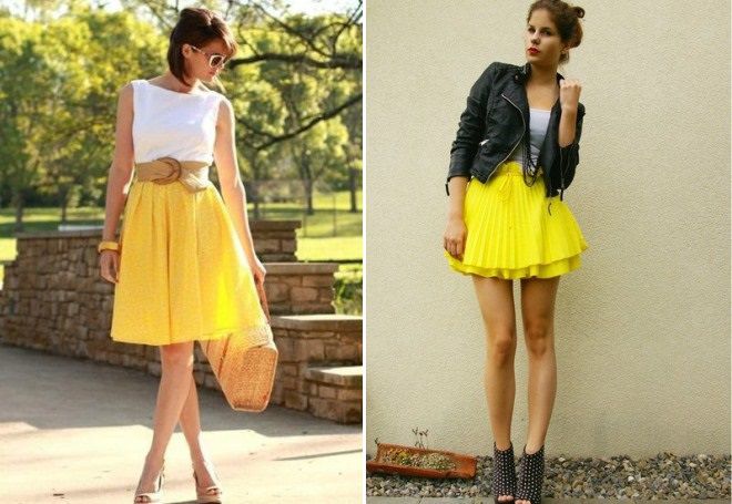žlutá letní sukně