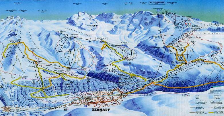 Mapa szlaków Zermatt, Szwajcaria